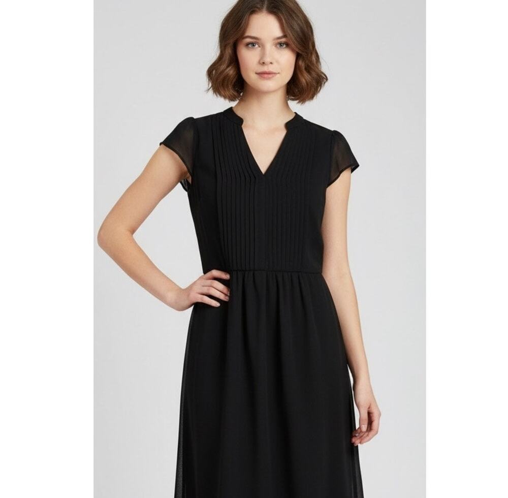 H&M tuxedo pleat sheer midi dress/ LBD